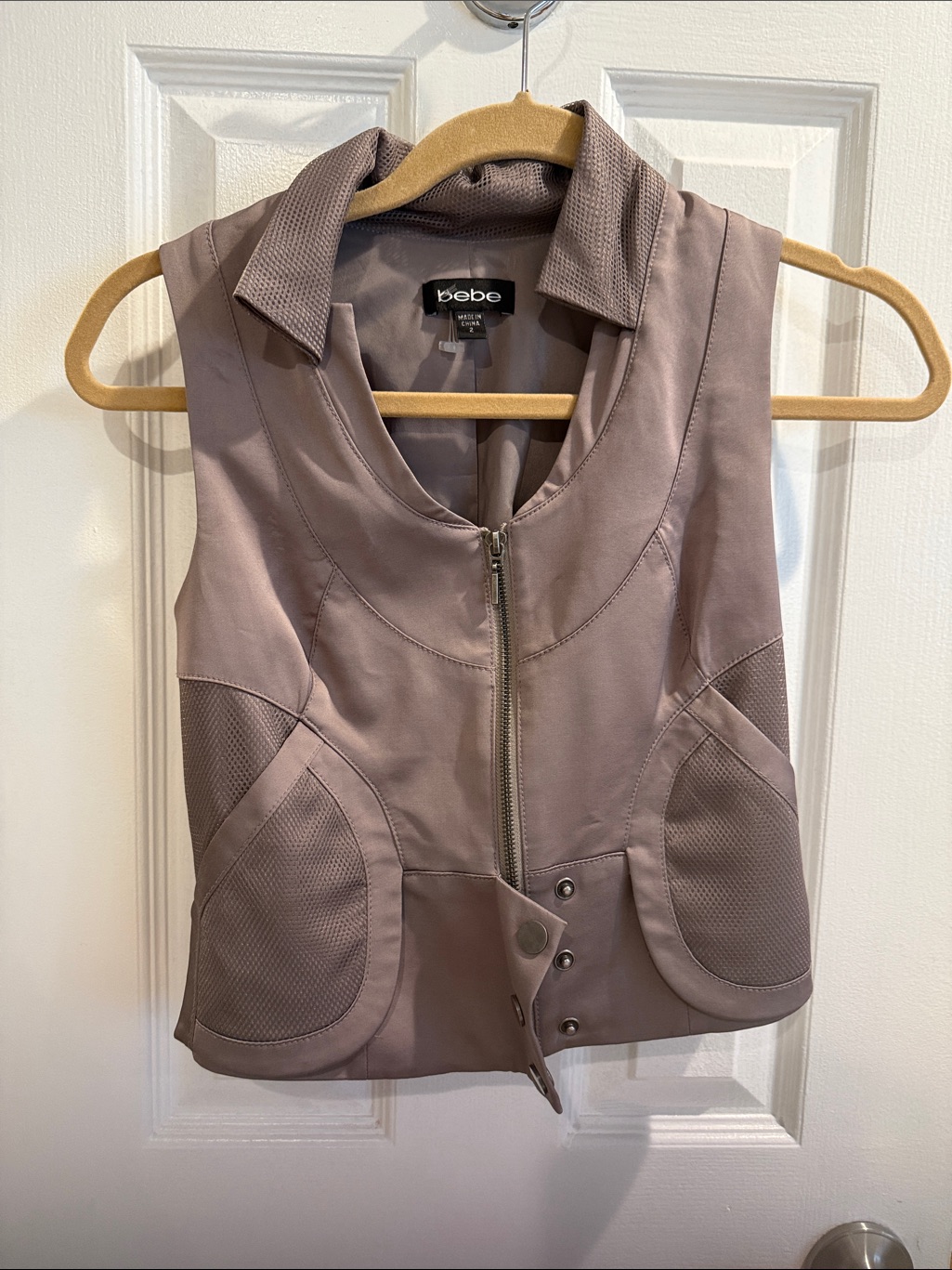 Bebe Dusty Mauve Zip-Front Vest
